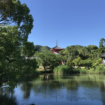 大沢池と心経宝塔